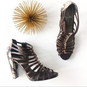 linea paolo • strappy snakeskin heels